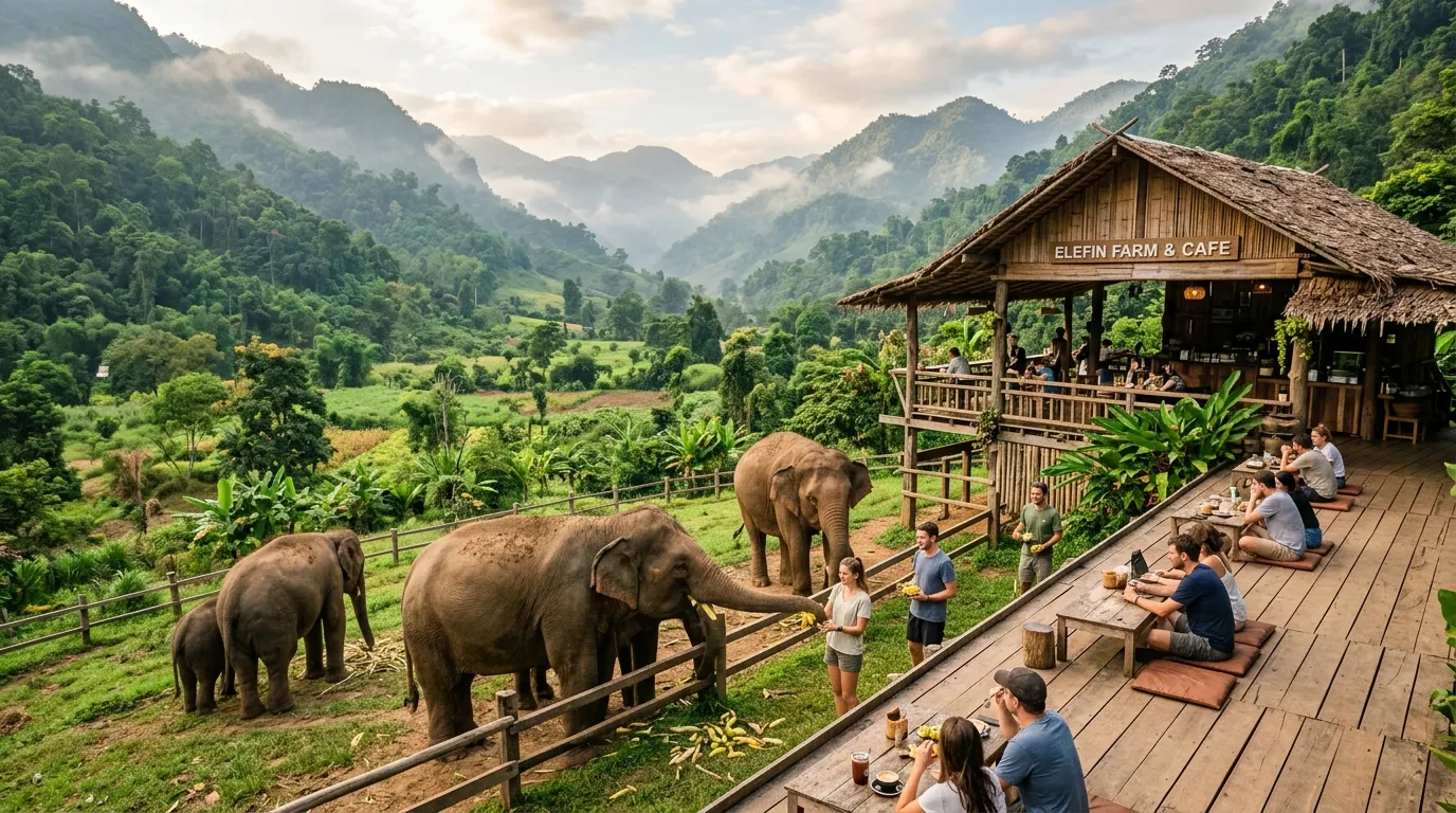 Doi Suthep Sacred Temple & Elefin Farm Cafe
